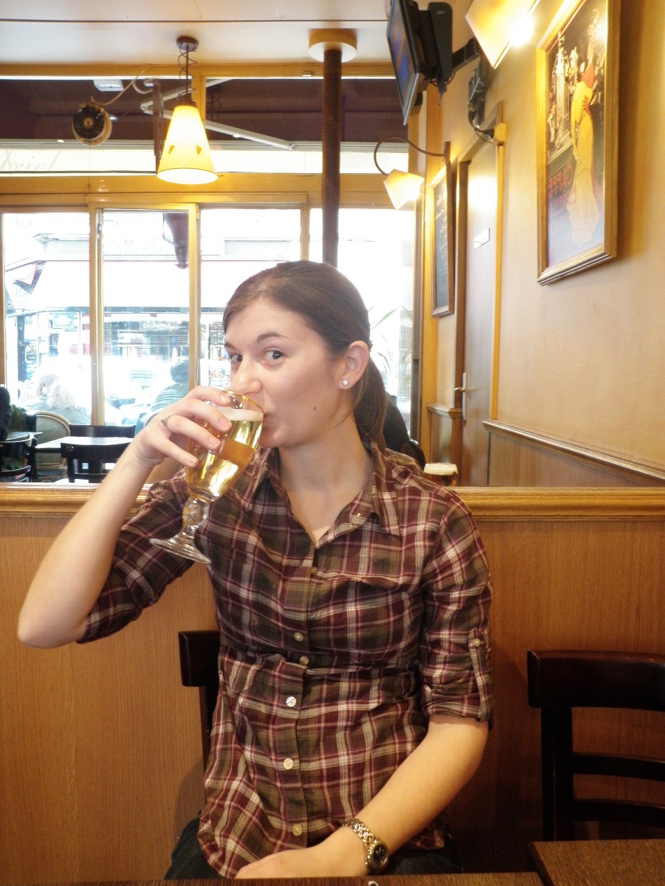 Heather Drinking Her Shandy