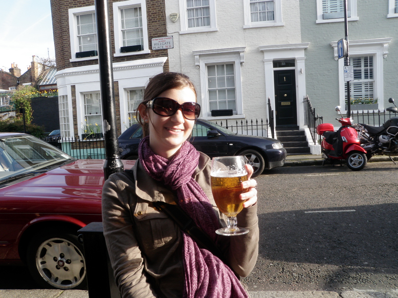 Heather Having a Beer on Notting Hill