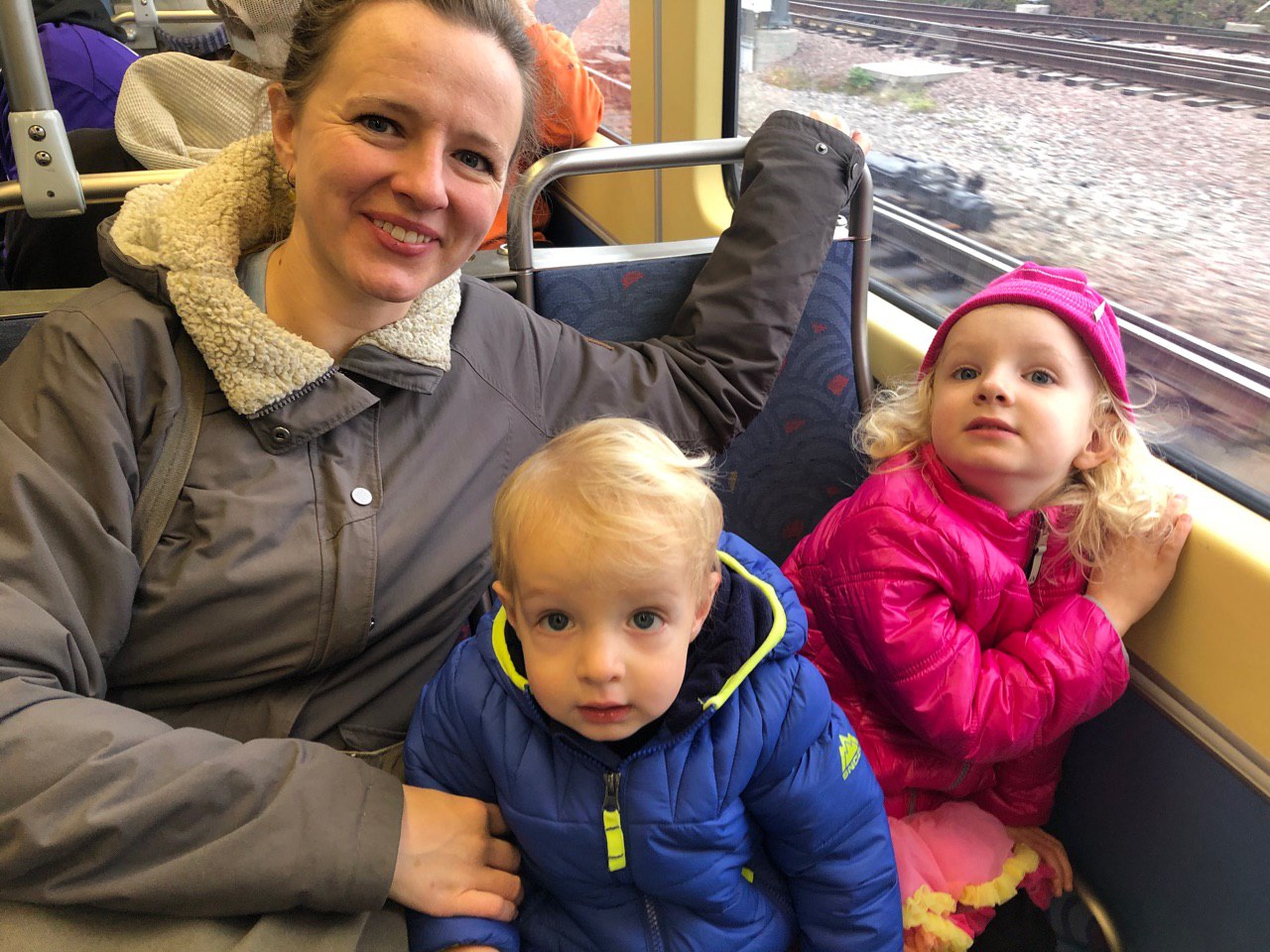 Erin, Imogene, and, Brennan on the Light Rail