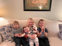 Cato, Alice, Imogene, and Brennan were all on the couch, sitting still just long enough for a picture.