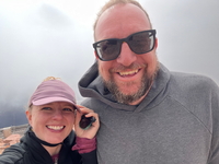 We made it to the top of Pike's Peak (we drove). The kids thought it was too cold, so this picture was just us.