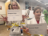 Imogene and Brennan are Promoted to Yellow/White belts