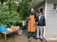 Jachin and Carl hanging out with the sea food boil