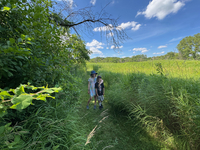 Imogene and Brennan at the prairie at Dodge Nature Center.