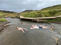 The "Hot River" was more of a stream. But it had been shaped into these little pools you could lay down in by these little rock dams. If you were not in the water though, it was cold.